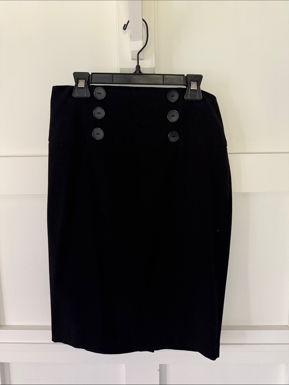 BCX Black High-Waist Button-Front Pencil Skirt